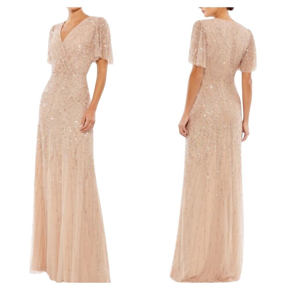 Mac Duggal 35109 Nude Beaded Gown Size 12 NWT $698 Formal Evening Dress